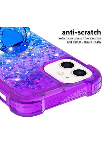 Apple iPhone 12 Mini Telefon Kılıfı Kickstand Tasarımı Hızlı ve Akıcı Sıvı Glitter Yumuşak Tpu Gradyan Kapağı 5.4 Inç-Mor/mavi (Yurt Dışından)