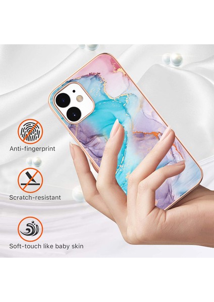Apple iPhone 12 Mini Telefon Kılıfı Moda Elektrapan Imd Tam Cycy Koruyucu Şok Geçirmez Sağlam Tampon Kapağı 5.4 Inç-Mavi (Yurt Dışından)