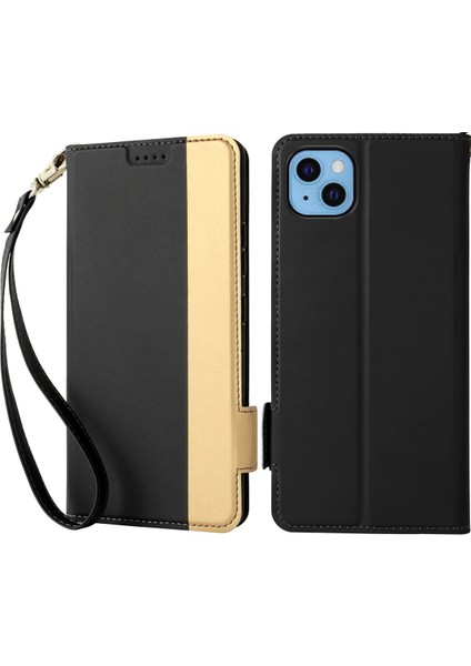 Apple iPhone 12/12 Pro Telefon Kılıfı Kontrast Renk Pu Deri Kılıf Çift Manyetik Toka Kart Tutucu Telefon Stand Kapak Black (Yurt Dışından)