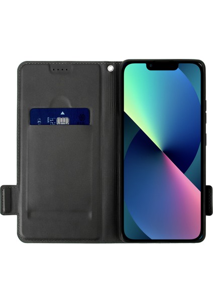 Apple iPhone 12/12 Pro Telefon Kılıfı Kontrast Renk Pu Deri Kılıf Çift Manyetik Toka Kart Tutucu Telefon Stand Kapak Black (Yurt Dışından)