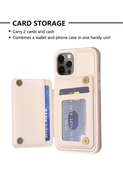 Apple iPhone 12/12 Pro Telefon Kılıf Kart Tutucu Tpu+Pu Deri Telefon Vaka Dalga Doku Dikiş Hattı Kickstand Telefon Kapak Bej (Yurt Dışından) fırsatları