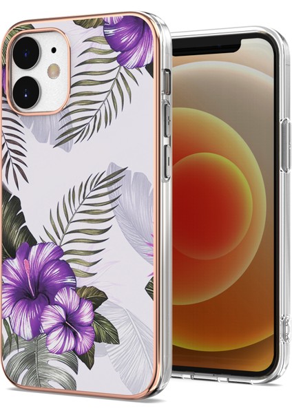 Apple iPhone 12 Mini Telefon Kılıfı Için Moda Elektrokaplatma Imd Tam Body Koruyucu Şok Geçirmez Sağlam Tampon Kapağı 5.4 Inç-Mor (Yurt Dışından)