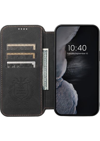 Apple iPhone 12/12 Pro Telefon Kapağı Için J06 Manyetik Telefon Kılıfı Stand Cüzdan Deri Kapağı Magsafe ile Uyumlu -Black (Yurt Dışından)
