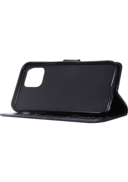 Apple iPhone 12 Pro/12-Black Için Cüzdanlı Kelebek Çiçek Deri Kapağı (Yurt Dışından)