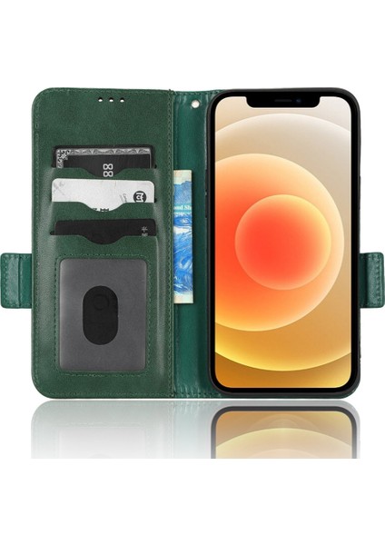 Apple iPhone 12 Mini Telefon Kılıfı Için 5.4 Inç Çok Fonksiyonlu Pu Deri Telefon Kapağı Baskılı Üçgen Desen Anti-Çizgiye Destekleme Destekleyici Stand Yeşili ile (Yurt Dışından) modelleri