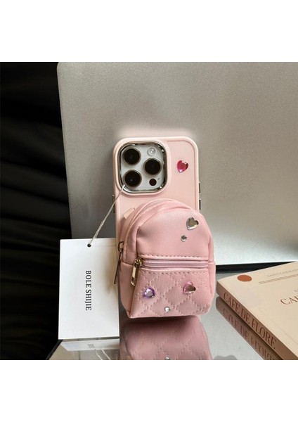 Apple iPhone 12/12 Pro Tpu Telefon Kılıfı Pu Deri Okul Çantası Tasarım Omuz Kayış Pembe ile Arka Kapak (Yurt Dışından)