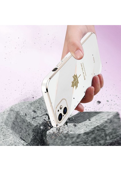 Apple iPhone 12 Mini 5.4 Inç Düz Kenar Tpu Kapak 6d Elektrumanlar Akçaağaç Yaprağı Telefon Kılıf Et (Yurt Dışından)