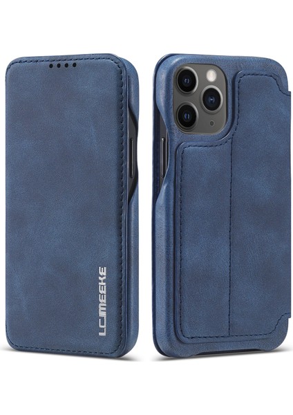 Retro Style Stand Deri Telefon Kılıfı Apple iPhone 12 Mini Blue Için Kart Sahibi (Yurt Dışından)