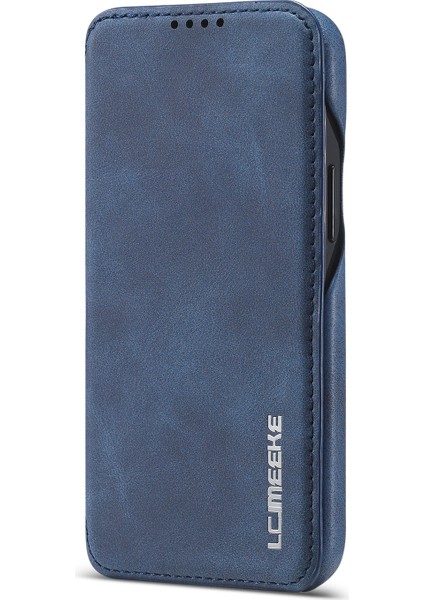 Retro Style Stand Deri Telefon Kılıfı Apple iPhone 12 Mini Blue Için Kart Sahibi (Yurt Dışından)