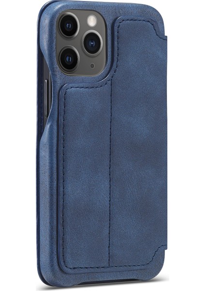 Retro Style Stand Deri Telefon Kılıfı Apple iPhone 12 Mini Blue Için Kart Sahibi (Yurt Dışından)