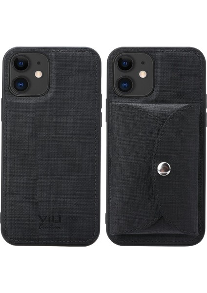 Söndürülebilir Manyetik Emilim Cüzdanı Deri Cilt Tpu Apple iPhone 12 Mini 5.4 Inç-Black Için Geri Kılıf (Yurt Dışından)