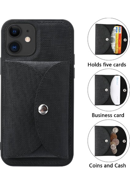 Söndürülebilir Manyetik Emilim Cüzdanı Deri Cilt Tpu Apple iPhone 12 Mini 5.4 Inç-Black Için Geri Kılıf (Yurt Dışından)