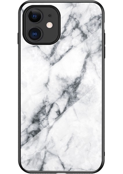 Apple iPhone 12 Mini-White Için Mermer Doku Temperli Cam+Pc+Tpu Hibrit Kılıf (Yurt Dışından)