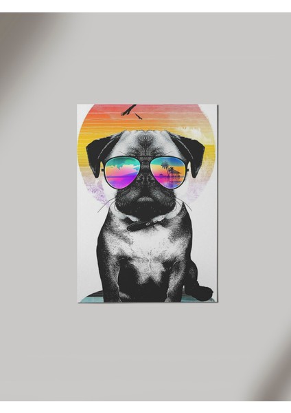 Cool Dog Renkli Tasarım Ahşap Poster Tablo