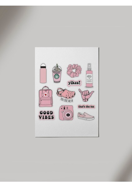 Pink Doodle Ahşap Poster Tablo