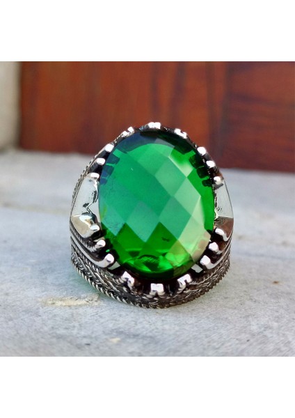 Yeşil Taşlı Erkek Yüzük