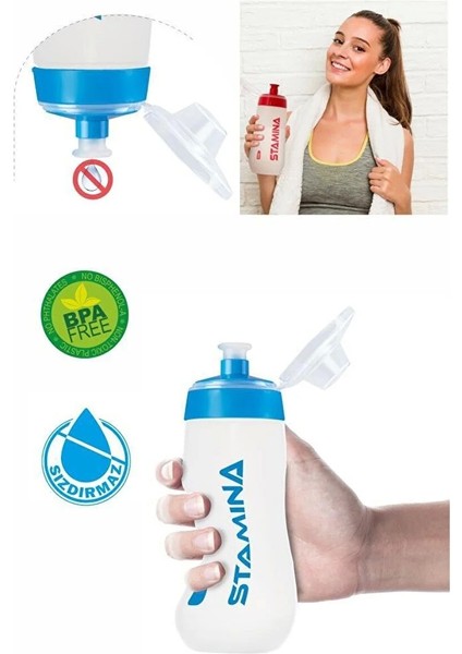 Desenli Sporcu Mavi Su Matarası 700 ml