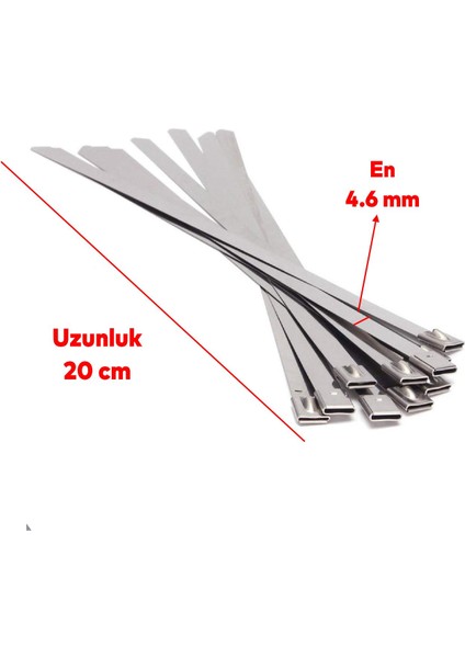 Cırt Kelepçe Metal Paslanmaz Çelik Kablo Zip Bağı Çok Amaçlı Bağlama 4.6X200 10 Adet fiyatları
