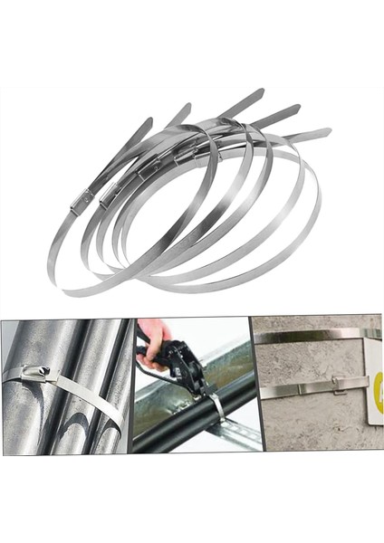 Cırt Kelepçe Metal Paslanmaz Çelik Kablo Zip Bağı Çok Amaçlı Bağlama 4.6X200 10 Adet indirimleri