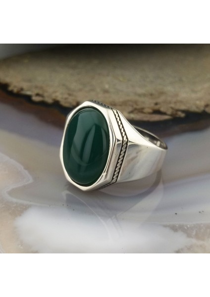 Yeşil Zirkon Taşlı Sade Erkek Yüzük fiyatları