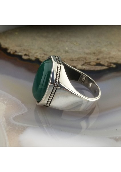 Yeşil Zirkon Taşlı Sade Erkek Yüzük fırsatları