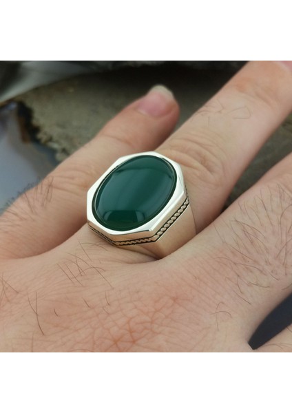 Yeşil Zirkon Taşlı Sade Erkek Yüzük indirimleri