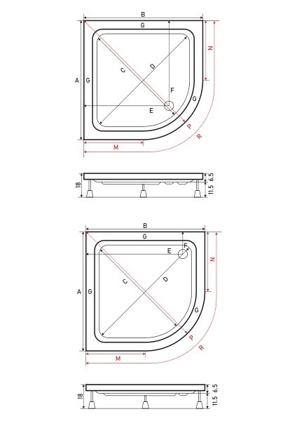 Oval Duş Teknesi (Panelli) 100*100