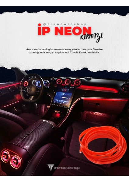 Araç İçi Torpido Ledi 5 Metre Neon Kırmızı fırsatları