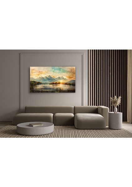 Dağ ve Nehir Manzaralı Kanvas Tablo D9