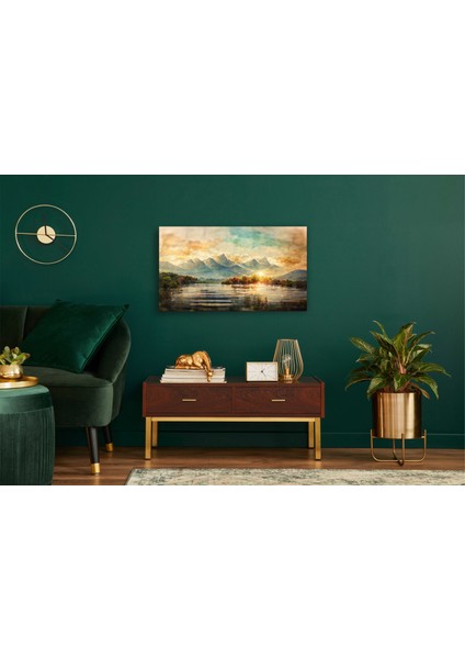 Dağ ve Nehir Manzaralı Kanvas Tablo D9 modelleri