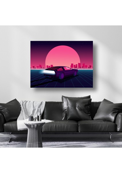 Kırmızı Ay ve Şehir Görüntüsü Kanvas Tablo K33 fiyatları