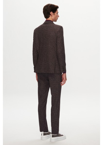 Slim Fit Kahverengi Baskılı Kırışmayan Sihirli Takim Elbise 1HC05IM05577M indirimleri