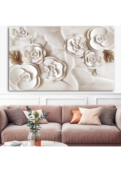 Dev Boyut Dekoratif Kabartma Çiçek Kanvas Tablo DR0132