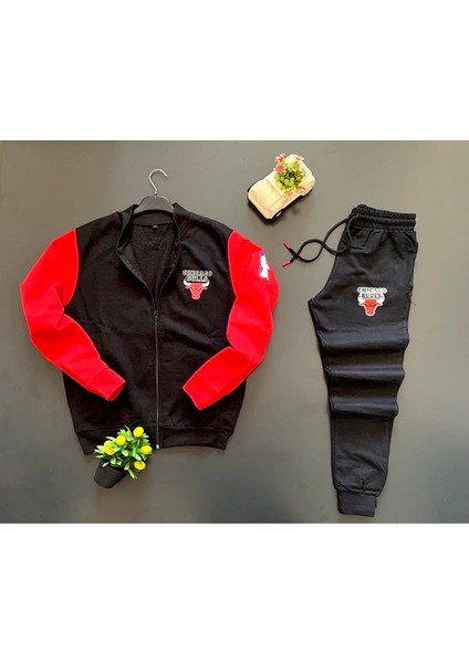 Büyük Beden Özel Tasarım Kolej Yaka Tam Fermuarlı %100 Pamuk 3 Iplik Şardonlu Kışlık Erkek Eşofman Takımı