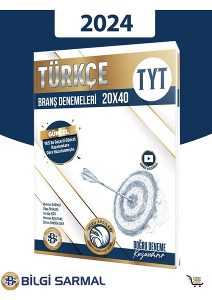 Bilgi Sarmal Yayınları 2024 TYT Türkçe 20 x 40 Branş Denemeleri