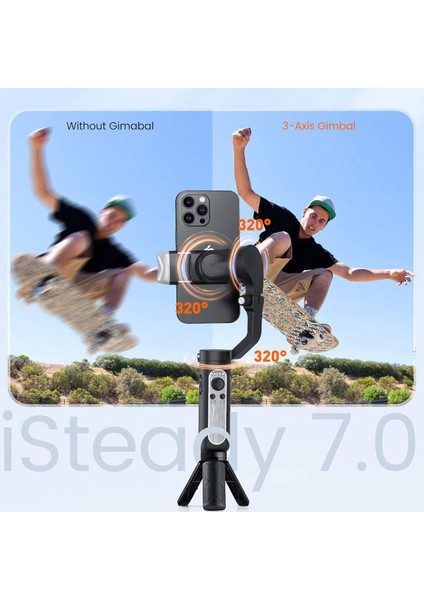 Isteady VS2S 3 Eksenli Gimbal El Tipi Aı Yapay Zeka Görüş Sensörlü Telefon Sabitleyici Stabilizatör