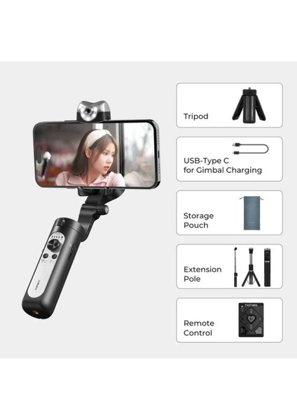 Isteady VS2S 3 Eksenli Gimbal El Tipi Aı Yapay Zeka Görüş Sensörlü Telefon Sabitleyici Stabilizatör