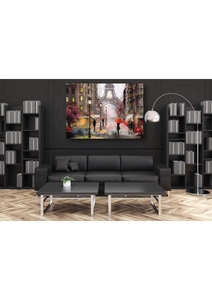 Paris Eyfel Kulesi Yağlı Boya Görünümlü Doğa Manzaralı Kanvas Tablo D13 modelleri