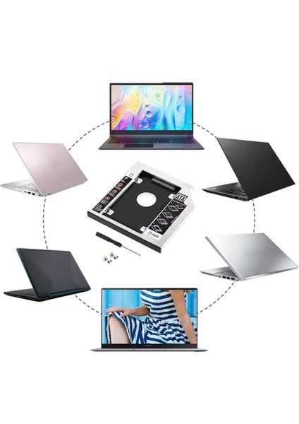 9.5mm SSD Caddy Sata Arayüzü Alüminyum Disk Sürücü Kutusu Kızak Muhafaza DVD Adaptörü HDD Notebook Laptop