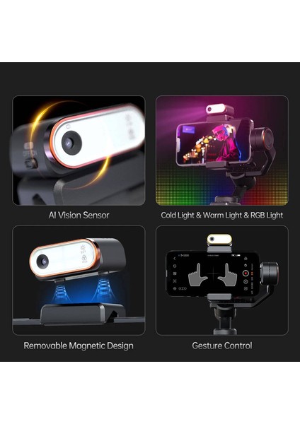 Isteady M6 Gimbal 3 Eksenli El Tipi Aı Yapay Zeka Görüş Sensörlü Stabilizatör Telefon Sabitleyici