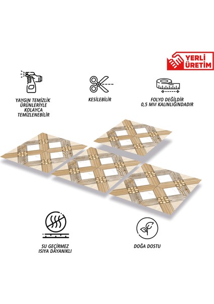 Kendinden Yapışkanlı Ahşap 016 Desenli Pvc Karo 30X30 cm (4 Adet) 0,36 M2