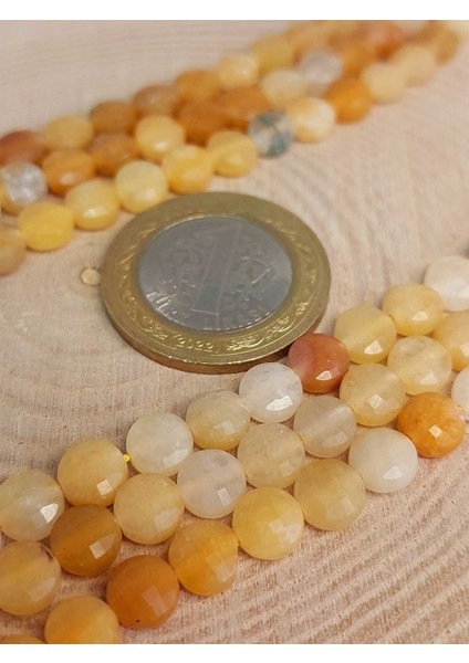 Akik Taşı Yassı Faset Kesim Yarım Dizi 6X4MM (42830) (18CM Uzunluğundadır)