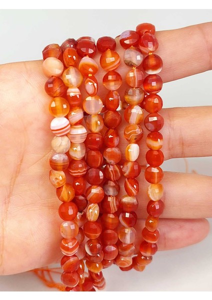 Akik Taşı Yassı Faset Kesim Dizi 6X4MM (42825)