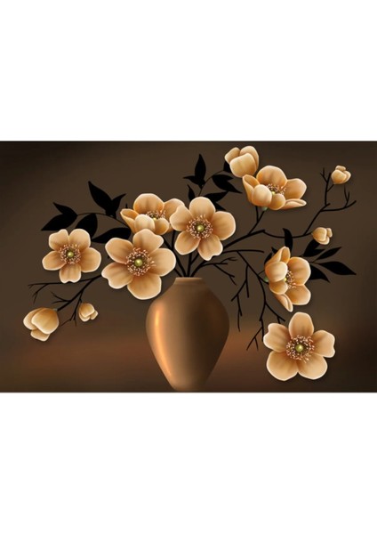Dev Boyut Vazoda Tasarım Çiçek Kanvas Tablo DR0112