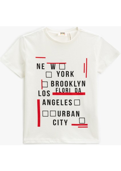 Baskılı Tişört Kısa Kollu Bisiklet Yaka Pamuklu fiyatları