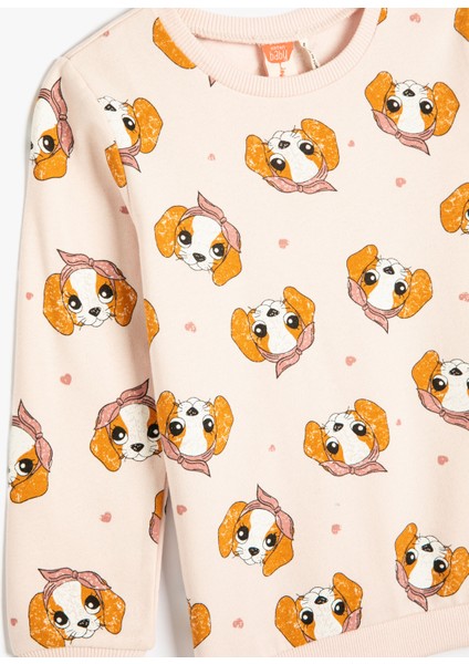 Sweatshirt Köpek Baskılı Bisiklet Yaka Pamuklu modelleri