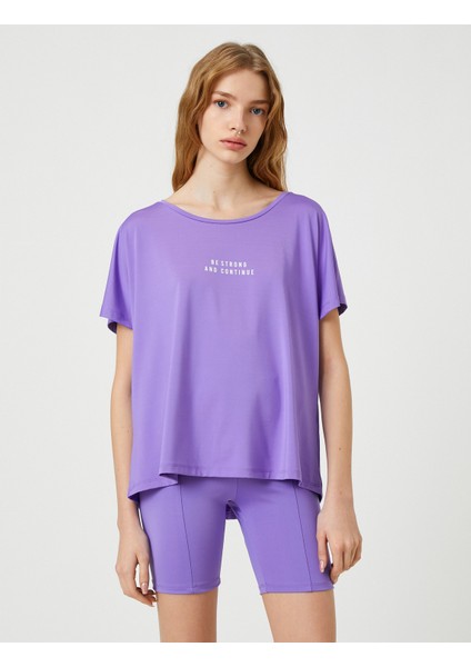 Oversize Spor Tişört Slogan Baskılı Kayık Yaka modelleri