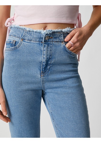 Ispanyol Paça Kot Pantolon Dar Kesim Yüksek Bel - Victoria Slim Jean