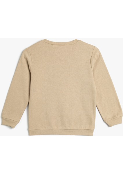 Sweatshirt Kaplan Baskılı Uzun Kollu Bisiklet Yaka Şardonlu fiyatları