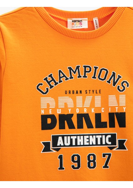 Kolej Sweatshirt Baskılı Uzun Kollu Bisiklet Yaka modelleri